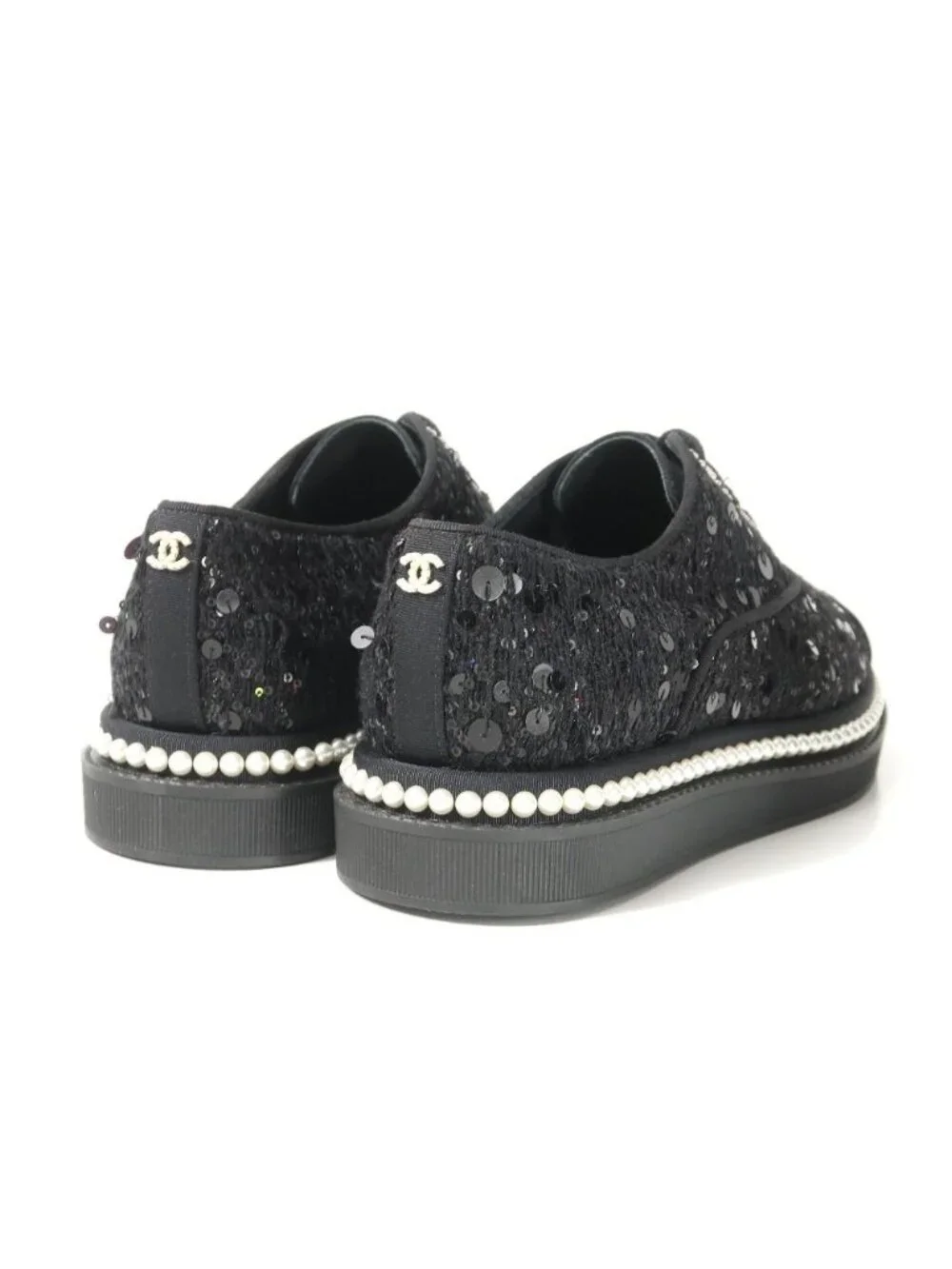 Chanel Sneakers CC Logo Sequins Faux Pearl 35